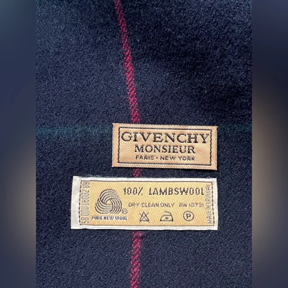 Vintage Givenchy Monsieur Men’s Lambswool Tartan Scarf